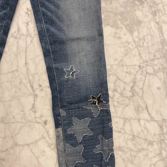 Polo Ralph Lauren Girls Blue Waverly Straight Star Patch Raw Hem Jeans Size 12 - Picture 3 of 8